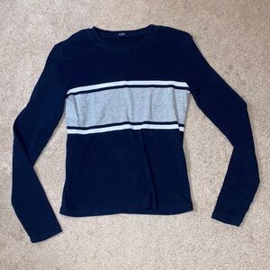 Navy Blue with Gray and White Strip